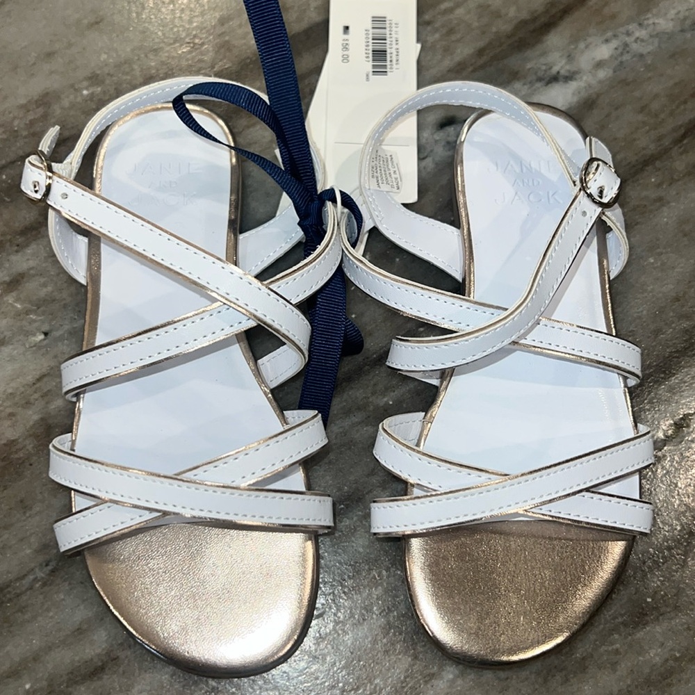 Janie and Jack white and gold sandals size 11